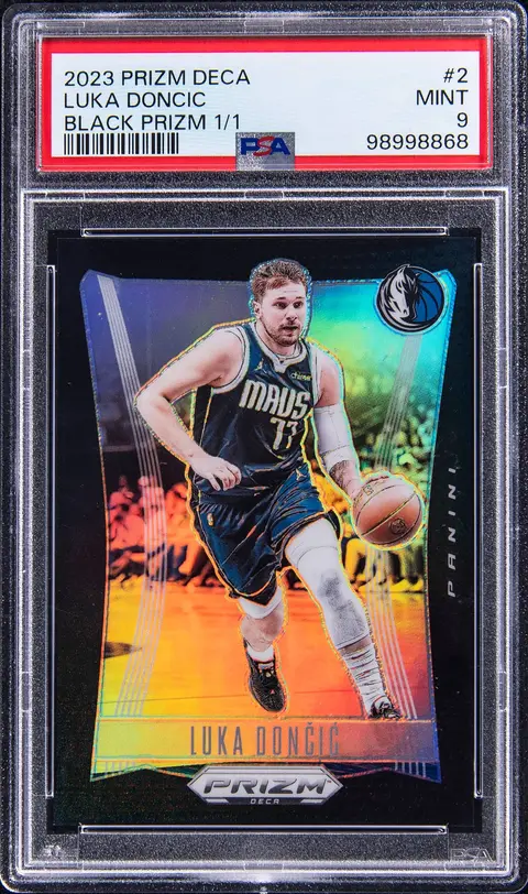 2023-24 Panini Prizm Deca Black Prizm #2 Luka Doncic (#1/1) - PSA MINT 9