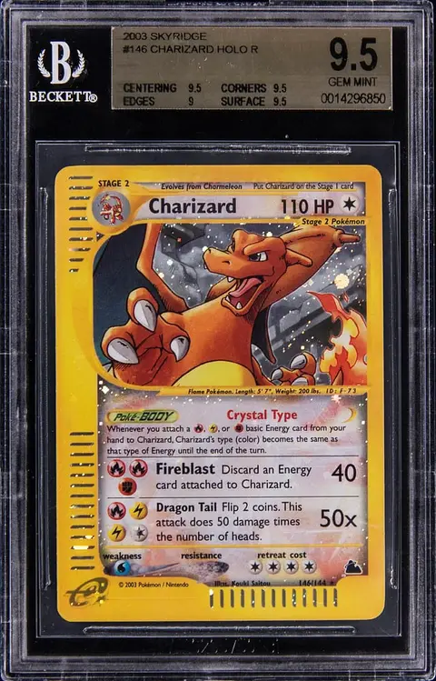 2003 Pokemon Skyridge Secret Rare Holo #146 Crystal Charizard - BGS GEM MINT 9.5