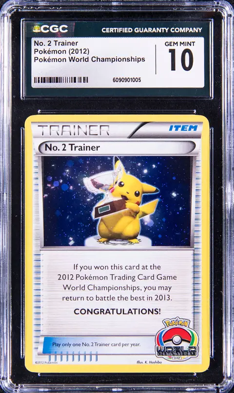 2012 Pokemon World Championships No. 2 Trainer Pikachu Trophy Card - CGC GEM MINT 10 - Pop 2