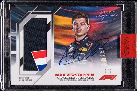 2023 Topps Dynasty F1 Autograph Suit Flag Patch #DAF-MV Max Verstappen Signed Patch Card (#1/2) - Driver Number - Topps Encased