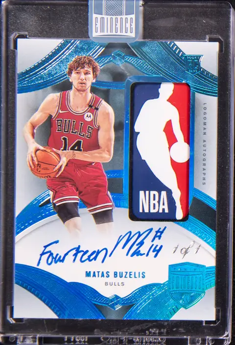2024-25 Panini Eminence Logoman Autographs #ELA-BUZ Matas Buzelis Signed Patch Rookie Card (#1/1) - Panini Encased