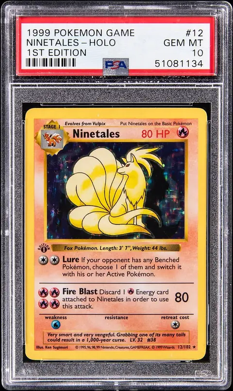 1999 Pokemon Base Set 1st Edition Holo #12 Ninetales - PSA GEM MT 10