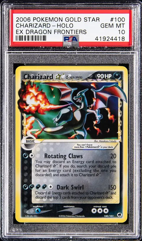 2006 Pokemon EX Dragon Frontiers Holo #100 Gold Star Charizard - PSA GEM MT 10