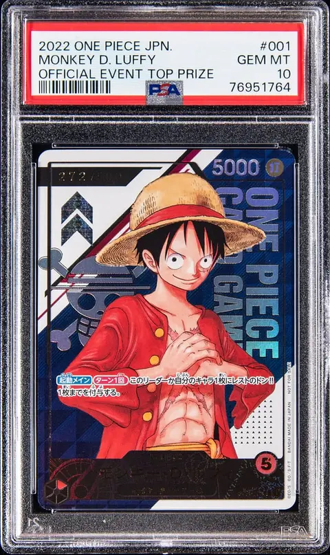 2022 One Piece Japanese Starter Deck Straw Hat Crew Serialized Top Prize #001 Monkey D. Luffy (#272/500) - PSA GEM MT 10
