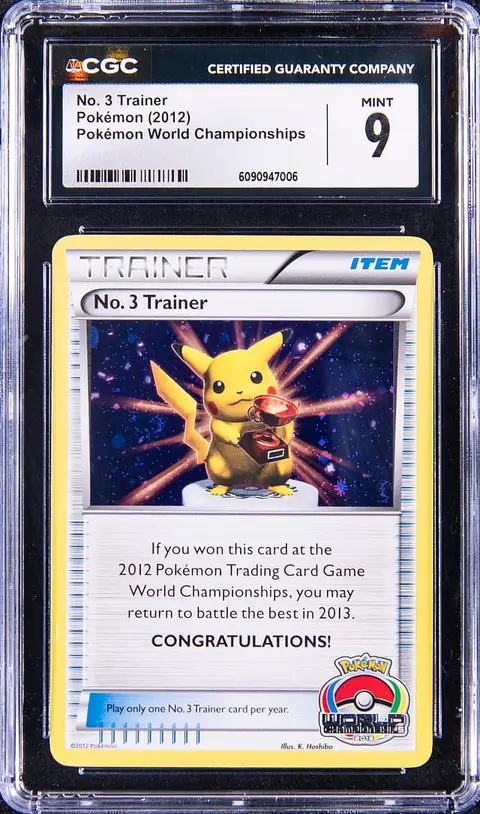 2012 Pokemon World Championships No. 3 Trainer Pikachu Trophy Card - CGC MINT 9