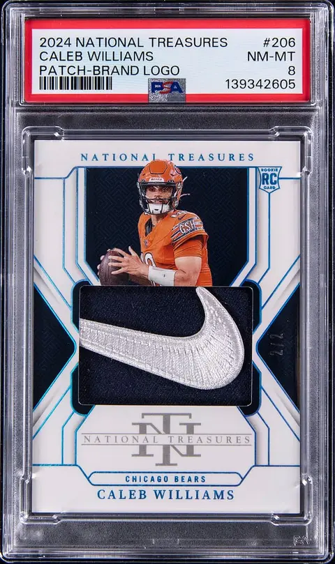 2024 Panini National Treasures Rookie Patches Brand Logo #206 Caleb Williams Patch Rookie Card (#2/2) - PSA NM-MT 8 - Pop 2