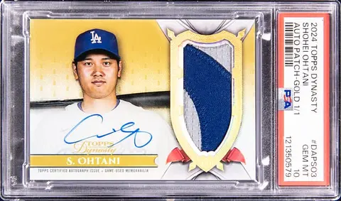 2024 Topps Dynasty Autograph Patch Gold #DAP-SO3 Shohei Ohtani Signed Game-Used Patch Card (#1/1) - PSA GEM MT 10
