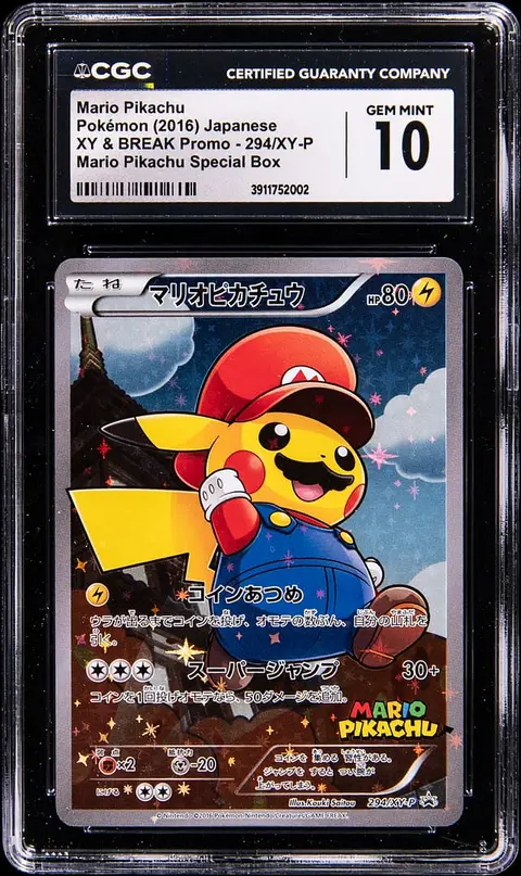 2016 Pokemon Japanese X & Y Break Promos Mario Pikachu Special Box #294 Mario Pikachu - CGC GEM MINT 10
