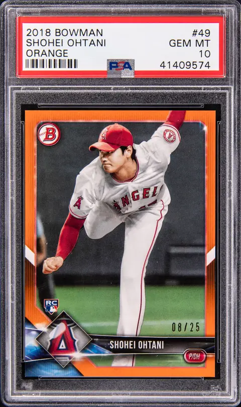 2018 Bowman Orange #49 Shohei Ohtani Rookie Card (#08/25) - PSA GEM MT 10 - Pop 2