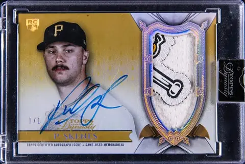2024 Topps Dynasty Autograph Patch Gold #DAP-PS2 Paul Skenes Signed Game-Used Patch Rookie Card (#1/1) - Topps Encased