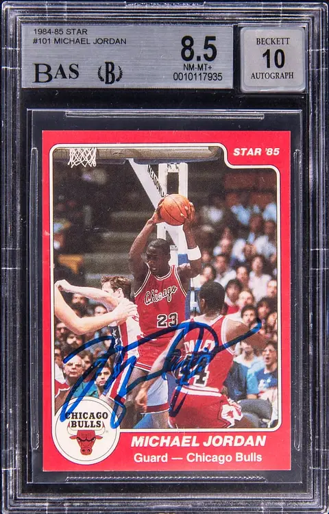 1984-85 Star #101 Michael Jordan Signed Rookie Card - BGS NM-MT+ 8.5, Beckett 10