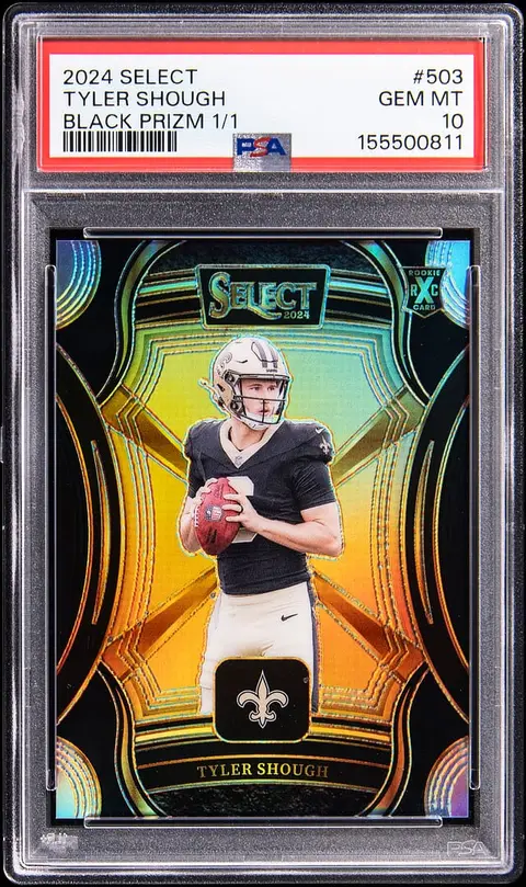 2024 Panini Select Black Prizm XRC #503 Tyler Shough Rookie Card (#1/1) - PSA GEM MT 10