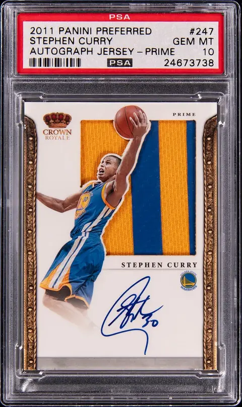 2011-12 Panini Preferred Silhouettes Autograph Jersey Prime #247 Stephen Curry Signed Patch Card (#03/25) - PSA GEM MT 10 - Pop 1