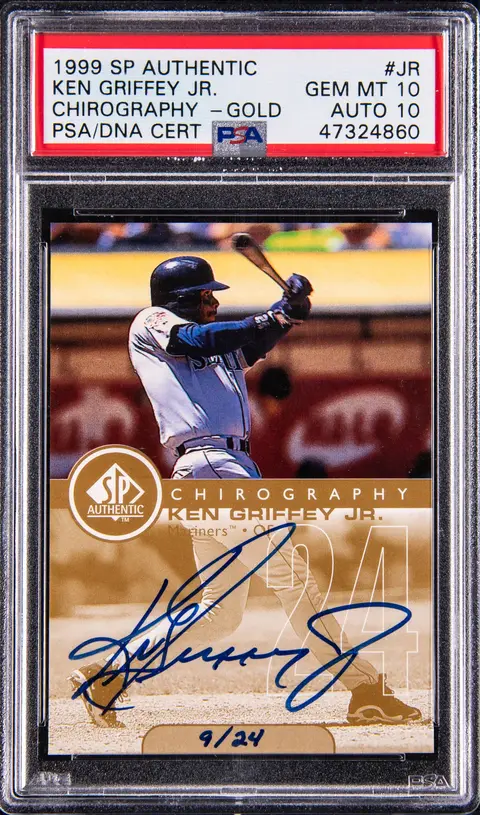1999 Upper Deck SP Authentic Chirography Gold #JR Ken Griffey Jr. Signed Card (#09/24) - PSA GEM MT 10, PSA/DNA GEM MT 10 - Pop 1