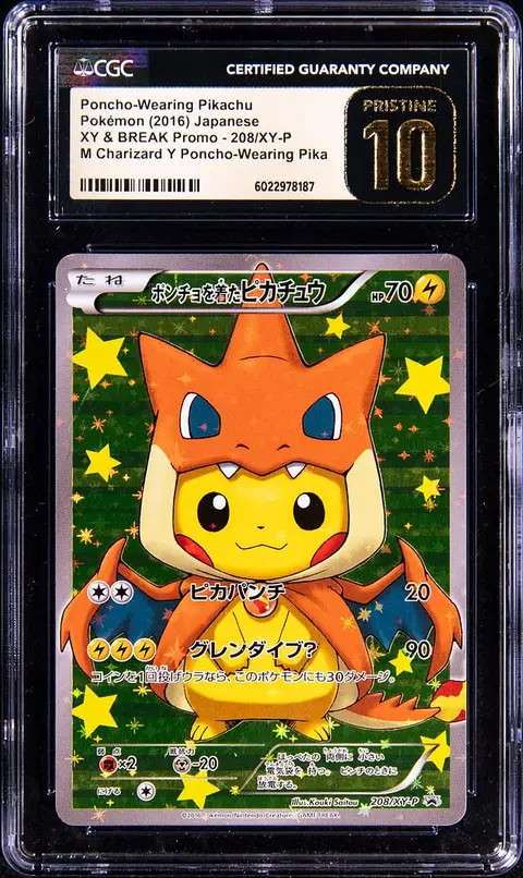 2016 Pokemon Japanese XY & BREAK Promo M Charizard Y Pikachu Special Box #208 Poncho-Wearing Pikachu - CGC PRISTINE 10