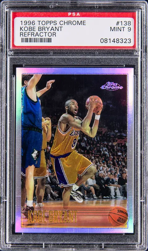 1996-97 Topps Chrome Refractor #138 Kobe Bryant Rookie Card - PSA MINT 9