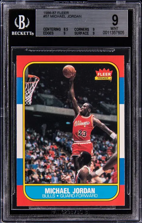 1986-87 Fleer #57 Michael Jordan Rookie Card - BGS MINT 9