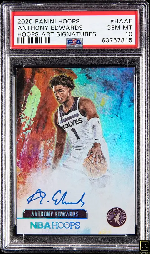 2020-21 Panini Hoops Hoops Art Signatures #HA-AE Anthony Edwards Signed Rookie Card - PSA GEM MT 10