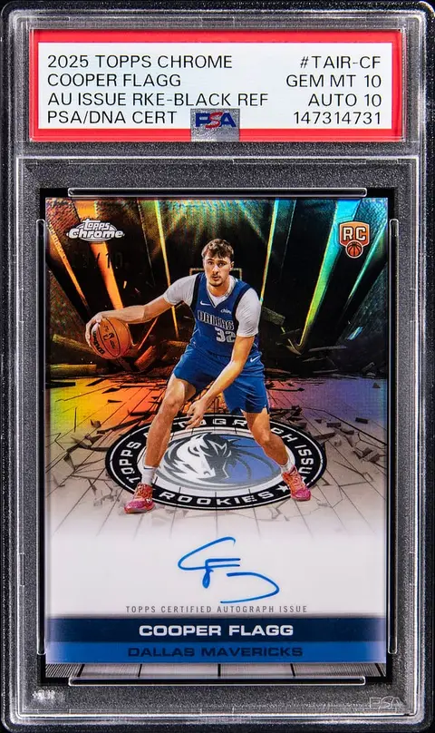 2025-26 Topps Chrome Autograph Issue Rookie Black Refractor #TAIR-CF Cooper Flagg Signed Rookie Card (#03/10) - PSA GEM MT 10, PSA/DNA GEM MT 10