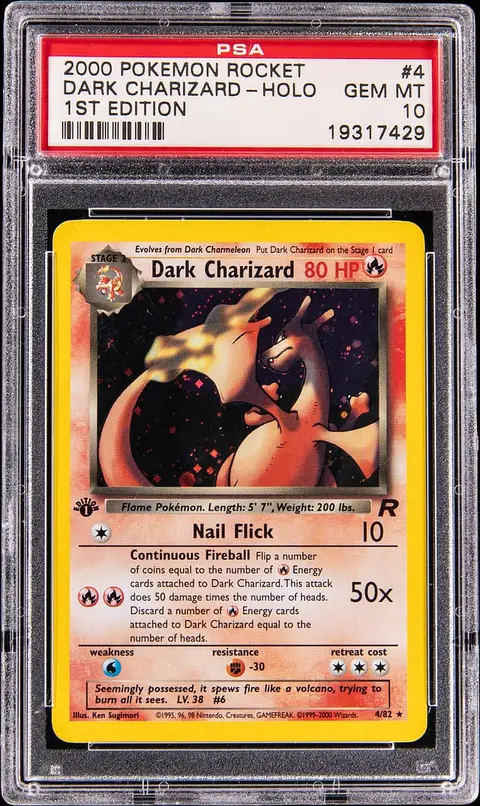 2000 Pokemon Team Rocket 1st Edition Holo #4 Dark Charizard - PSA GEM MT 10