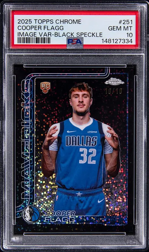 2025-26 Topps Chrome Image Variation Black Speckle #251 Cooper Flagg Rookie Card (#10/10) - PSA GEM MT 10 - Pop 1