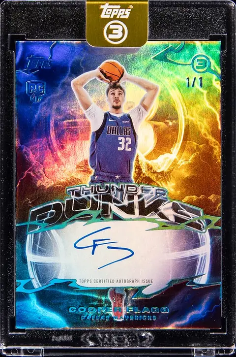 2025-26 Topps 3 Thunder Dunks Platinum #TD-CF Cooper Flagg Signed Rookie Card (#1/1) - Topps Encased