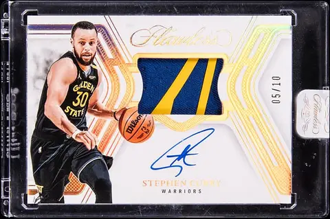 2024-25 Panini Flawless Signature Prime Materials Gold #SPM-SCW Stephen Curry Signed Patch Card (#05/10) - Panini Encased