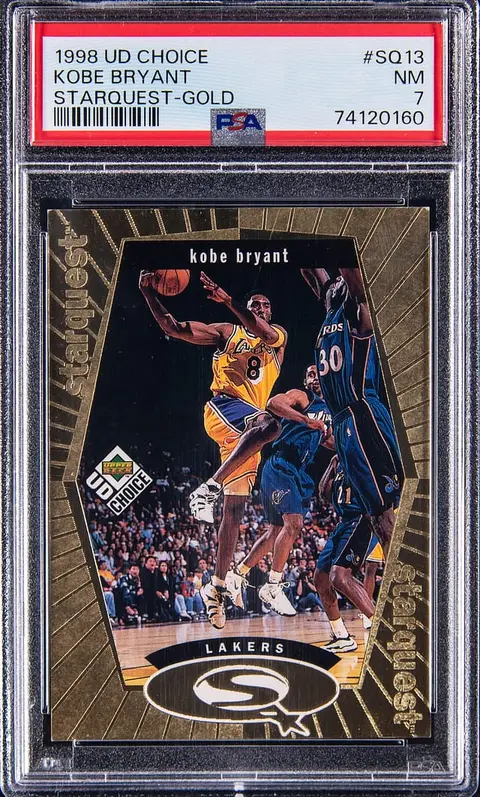 1998-99 Upper Deck Choice Starquest Gold #SQ13 Kobe Bryant (#081/100) - PSA NM 7