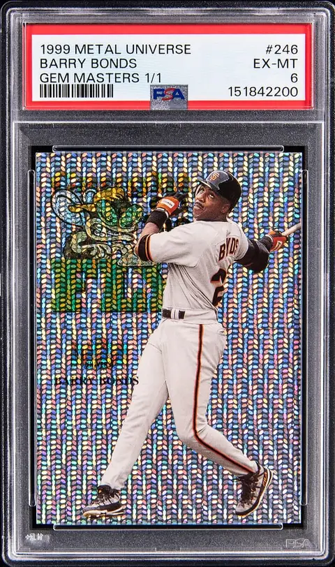 1999 SkyBox Metal Universe Gem Masters #246 Barry Bonds (#1/1) - PSA EX-MT 6