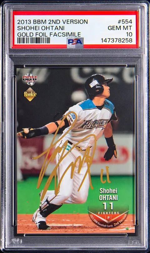 2013 BBM 2nd Version Gold Foil Facsimile #554 Shohei Ohtani Rookie Card (#089/100) - PSA GEM MT 10 - Pop 6