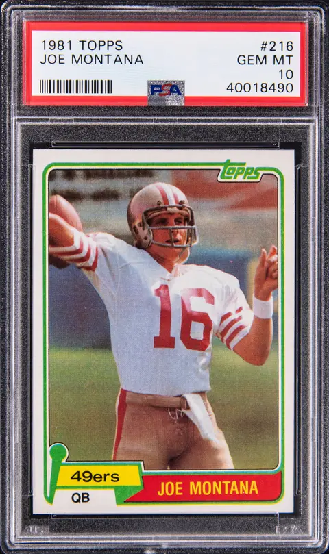 1981 Topps #216 Joe Montana Rookie Card - PSA GEM MT 10