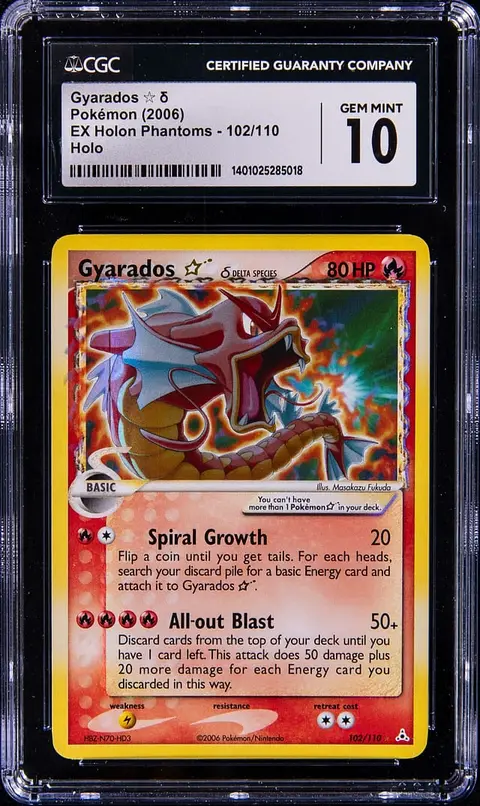 2006 Pokemon EX Holon Phantoms Holo #102 Gold Star Gyarados - CGC GEM MINT 10 - Pop 2