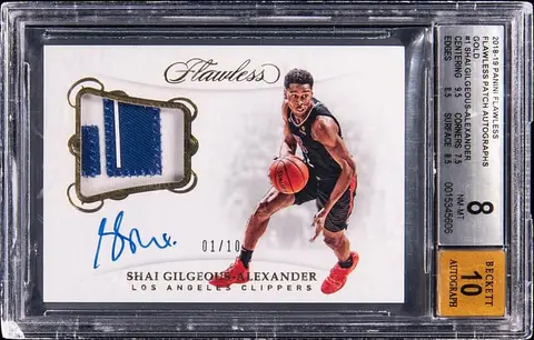 2018-19 Panini Flawless Patch Autographs Gold #PA-SGA Shai Gilgeous-Alexander Signed Patch Rookie Card (#01/10) - BGS NM-MT 8, Beckett 10