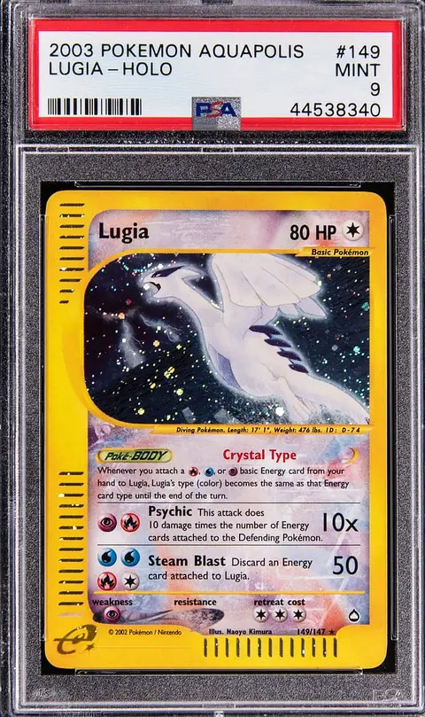 2003 Pokemon Aquapolis Secret Rare Holo #149 Crystal Lugia - PSA MINT 9