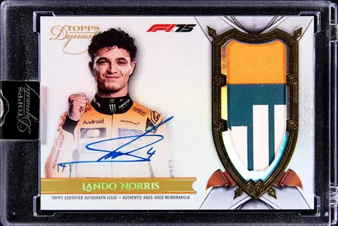 2025 Topps Dynasty Formula 1 Patch Autograph Gold #DAP-LNOVII Lando Norris Signed Patch Card (#1/1) - Topps Encased