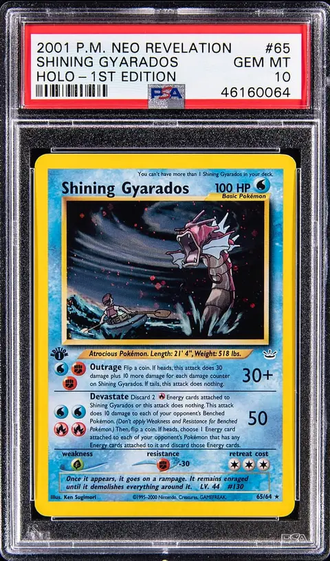 2001 Pokemon Neo Revelation 1st Edition Holo #65 Shining Gyarados - PSA GEM MT 10
