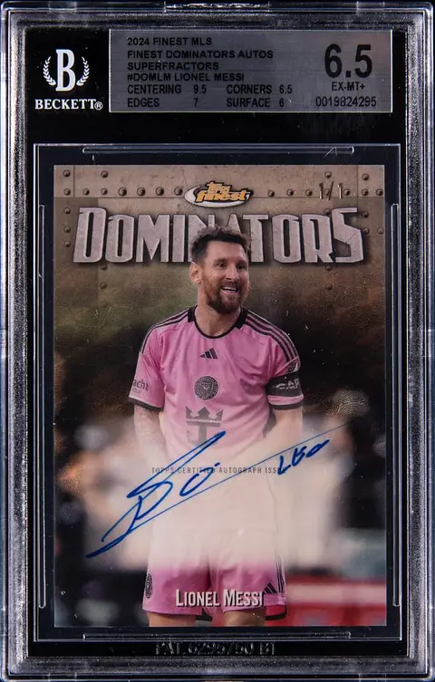 2024 Topps Finest MLS Finest Dominators Autographs SuperFractor #DOM-LM Lionel Messi Signed Card (#1/1) - BGS EX-MT+ 6.5