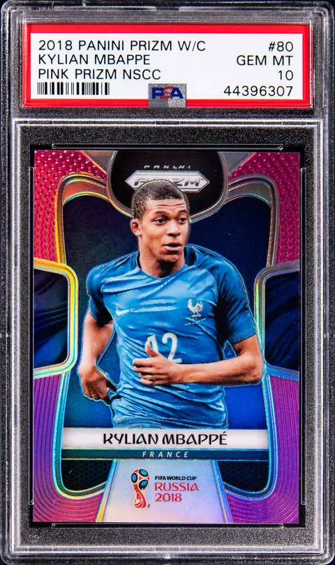 2018 Panini Prizm World Cup Pink Prizm NSCC #80 Kylian Mbappe Rookie Card (#6/8) - PSA GEM MT 10 - Pop 2