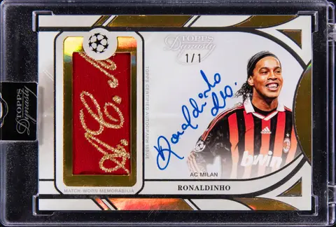 2024-25 Topps Dynasty UCC Autograph Patch Gold #APL-RI2 Ronaldinho Signed Patch Card (#1/1) - Topps Encased