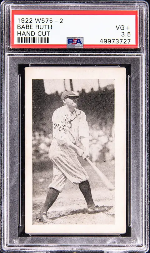 1922 W575-2 “Autograph on Shoulder” Babe Ruth; Hand-Cut - PSA VG+ 3.5 – POP 1; Only 6 PSA Examples Graded Higher