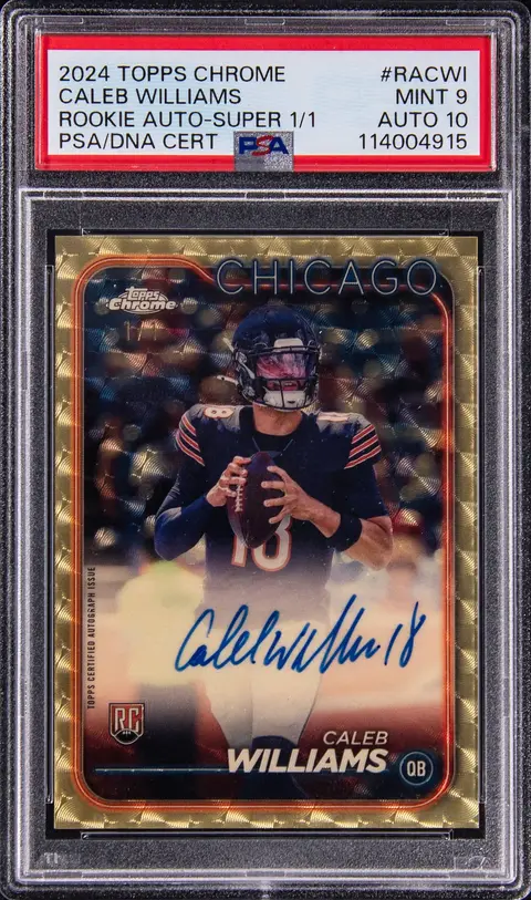 2024 Topps Chrome Rookie Autographs SuperFractor #RA-CWI Caleb Williams Signed Rookie Card (#1/1) - PSA MINT 9, PSA/DNA GEM MT 10