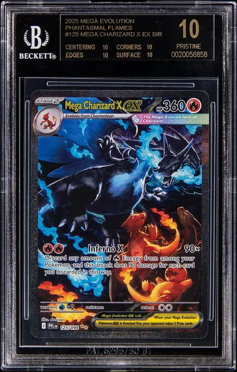 2025 Pokemon Mega Evolution Phantasmal Flames SIR #125 Mega Charizard X ex - BGS PRISTINE/Black Label 10