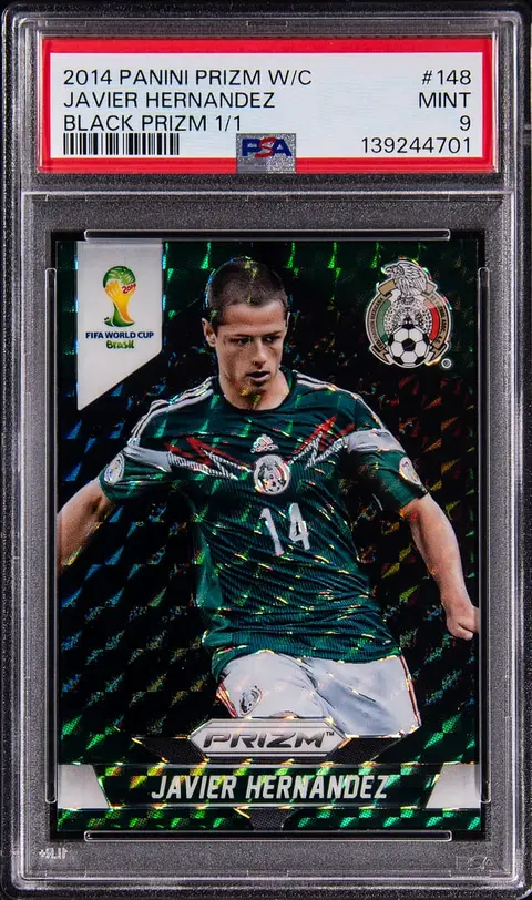 2014 Panini Prizm World Cup Black Prizm #148 Javier Hernandez (#1/1) - PSA MINT 9