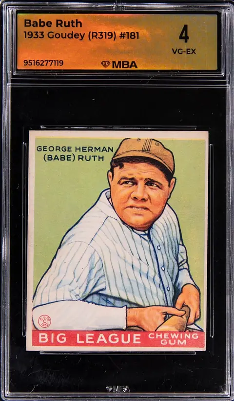 1933 R319 Goudey #181 Babe Ruth - MBA VG-EX 4