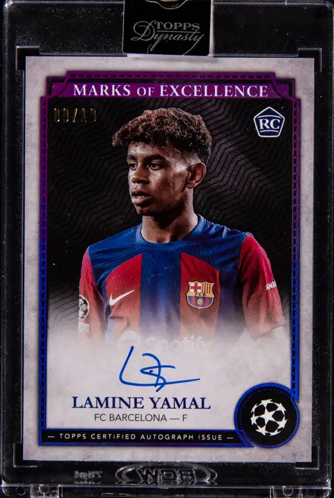 2023-24 Topps Dynasty UCC Marks of Excellence Purple #EX-LY7 Lamine Yamal Signed Rookie Card (#09/10) - Topps Encased