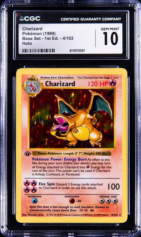 1999 Pokemon Base Set 1st Edition Holo #4 Charizard - CGC GEM MINT 10
