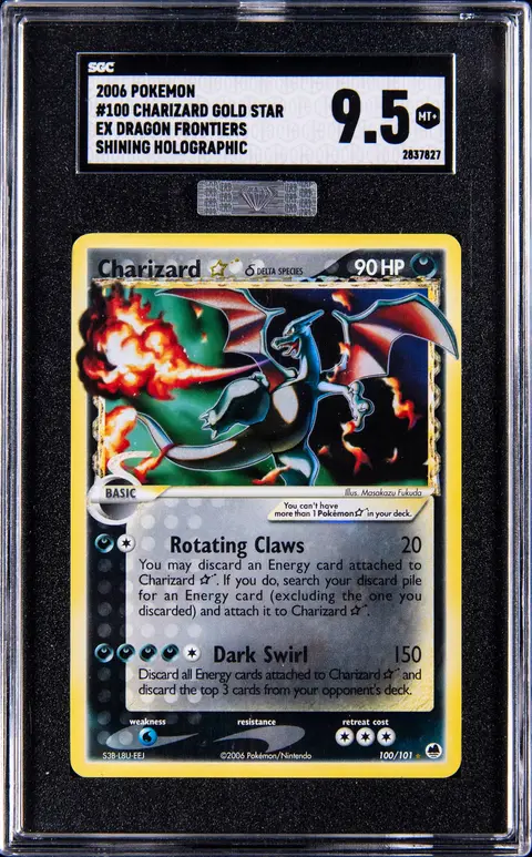 2006 Pokemon EX Dragon Frontiers Shining Holo #100 Charizard Gold Star - SGC MT+ 9.5 - MBA Silver Diamond Certified