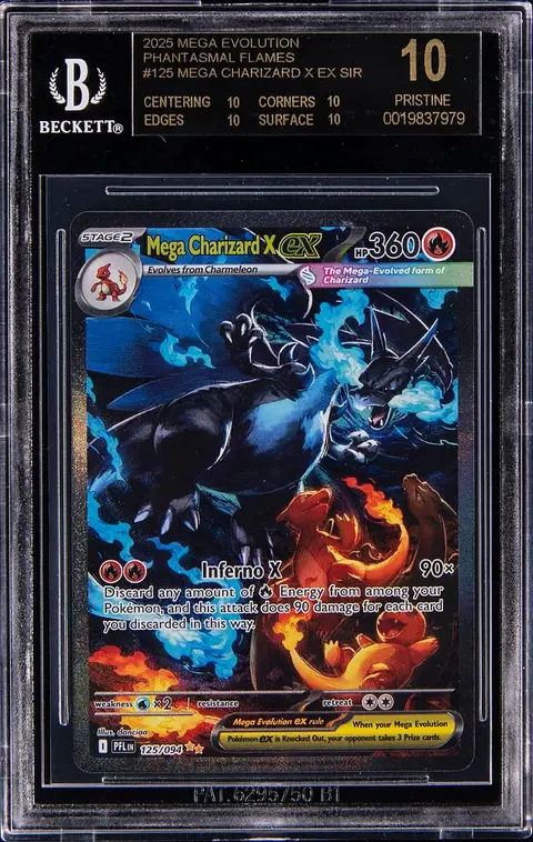 2025 Pokemon Mega Evolution Phantasmal Flames SIR #125 Mega Charizard X ex - BGS PRISTINE/Black Label 10