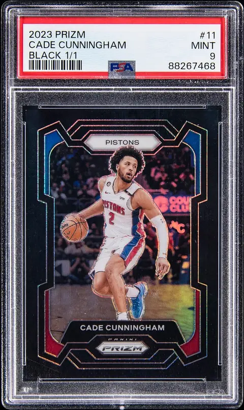 2023-24 Panini Prizm Black Prizm #11 Cade Cunningham (#1/1) - PSA MINT 9
