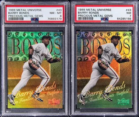 1999 SkyBox Metal Universe Precious Metal Gems (PMG) #43 Barry Bonds (#01/50) PSA-Graded Pair (2)